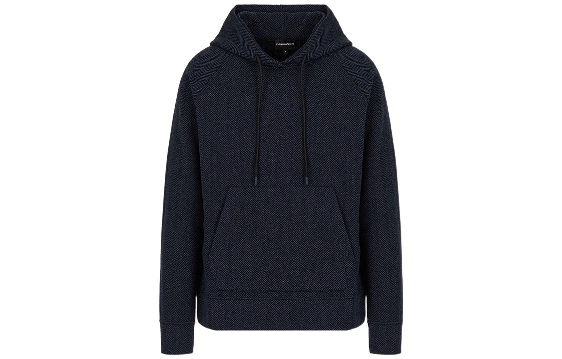 Order Emporio Armani FW22  Full V-Pattern Navy Blue Hoodie. 6K1M6Q-1JS5Z-F989