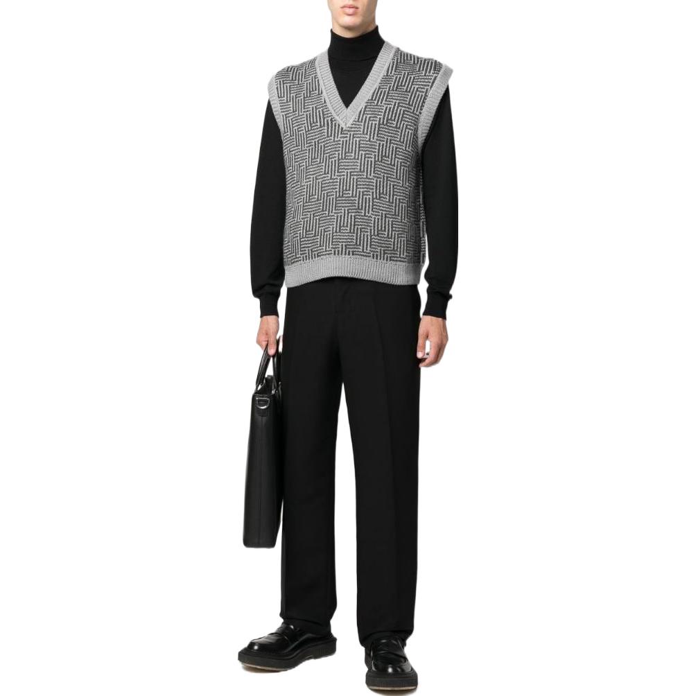 Lookbook EMPORIO ARMANI FW22  Geometric Knit Vest in Charcoal Gray. 6L1MW6-1M30Z-F640