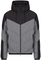 EMPORIO ARMANI FW22 Gray Black Colorblock Logo Print Hooded Cotton Jacket. 6LPB21-PN1BZ-1977 EMPORIO ARMANI FW22 Gray Black Colorblock Logo Print Hooded Cotton Jacket. 6LPB21-PN1BZ-1977