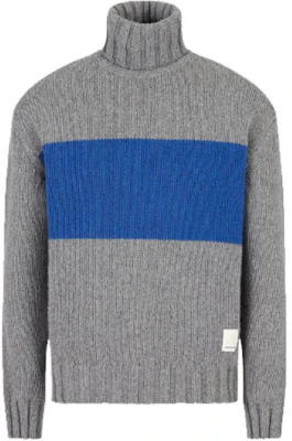 EMPORIO ARMANI FW22 Gray Colorblock Knitted Turtleneck Sweater 6L1MZ51-M4FZ1-F615 Buy EMPORIO ARMANI FW22 Gray Colorblock Knitted Turtleneck Sweater 6L1MZ51-M4FZ1-F615
