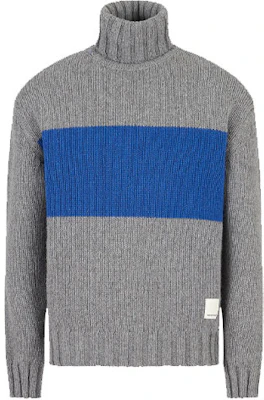 EMPORIO ARMANI FW22 Gray Colorblock Knitted Turtleneck Sweater 6L1MZ51-M4FZ1-F615 Order EMPORIO ARMANI FW22 Gray Colorblock Knitted Turtleneck Sweater 6L1MZ51-M4FZ1-F615