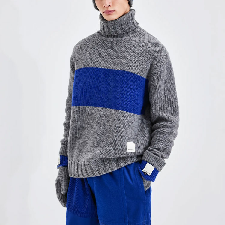 EMPORIO ARMANI FW22  Gray Colorblock Knitted Turtleneck Sweater 6L1MZ51-M4FZ1-F615 圖 3