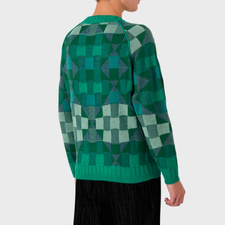 Shop エンポリオアルマーニ FW22 グリーン ラグラン ニット セーター ロゴ刺繍 6L1MV9-1M08Z-F510