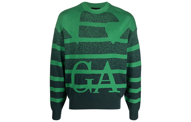 Emporio Armani FW22  Green Wool Sweater Jacquard Striped Loose Fit. 6L1MX9-1MKYZ-F523 圖 2