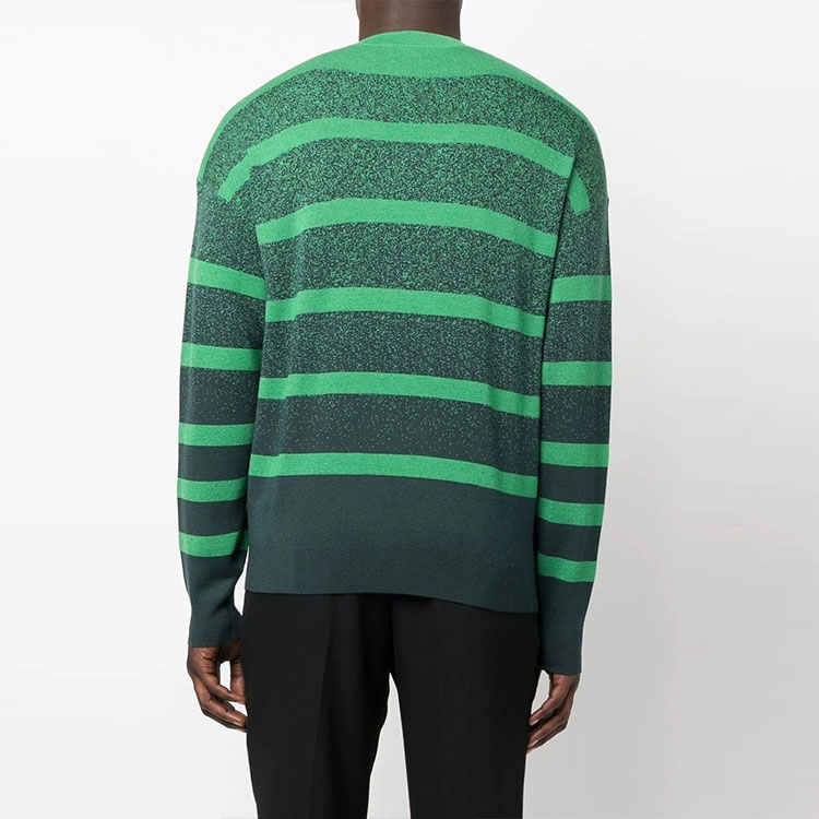 Emporio Armani FW22  Green Wool Sweater Jacquard Striped Loose Fit. 6L1MX9-1MKYZ-F523 圖 5