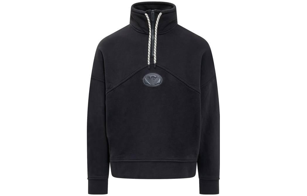 Order EMPORIO ARMANI FW22 半拉鍊徽標海軍藍長袖衛衣。 6L1M81-1JWPZ-0920