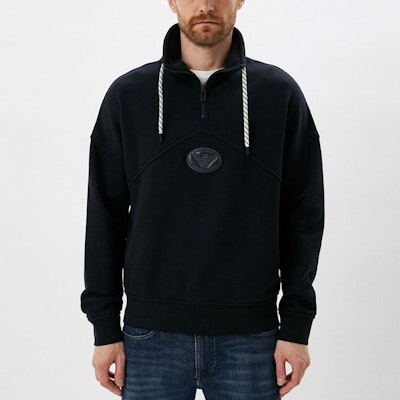 EMPORIO ARMANI FW22 半拉鍊徽標海軍藍長袖衛衣。 6L1M81-1JWPZ-0920 Shop EMPORIO ARMANI FW22 半拉鍊徽標海軍藍長袖衛衣。 6L1M81-1JWPZ-0920