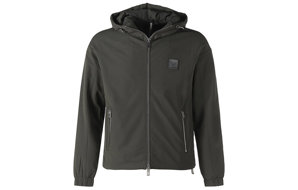 EMPORIO ARMANI FW22  Logo Hoodie Puffer Jacket Army Green. 6L1BH5-1NNIZ-0558