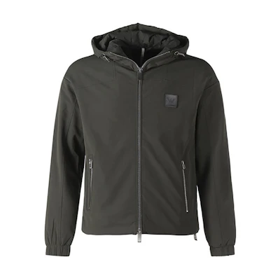 EMPORIO ARMANI FW22 Logo Hoodie Puffer Jacket Army Green. 6L1BH5-1NNIZ-0558