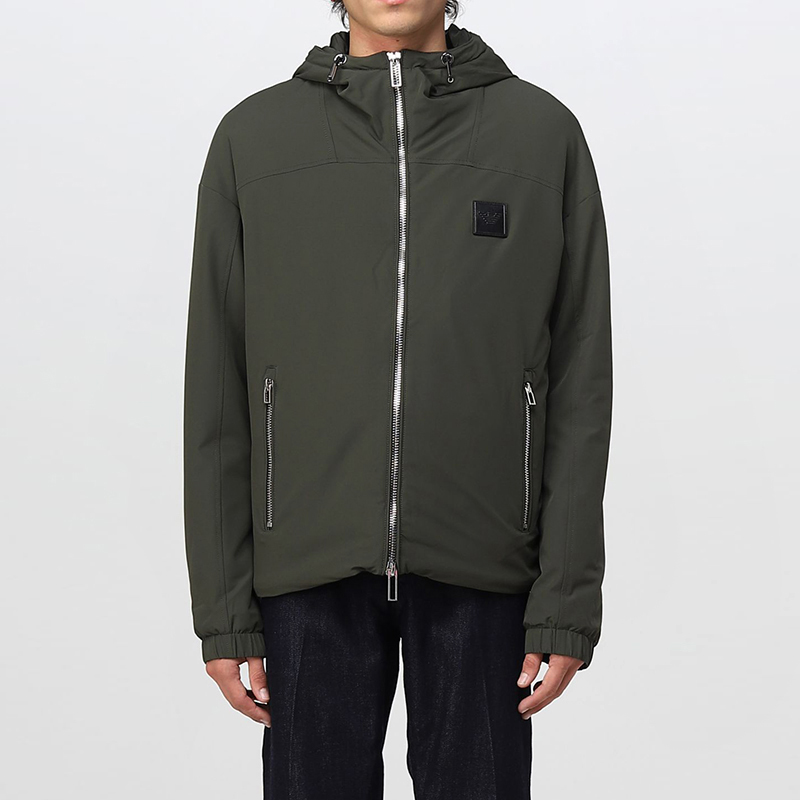Shop エンポリオ アルマーニ FW22 ロゴ フーディ パファージャケット アーミーグリーン. 6L1BH5-1NNIZ-0558