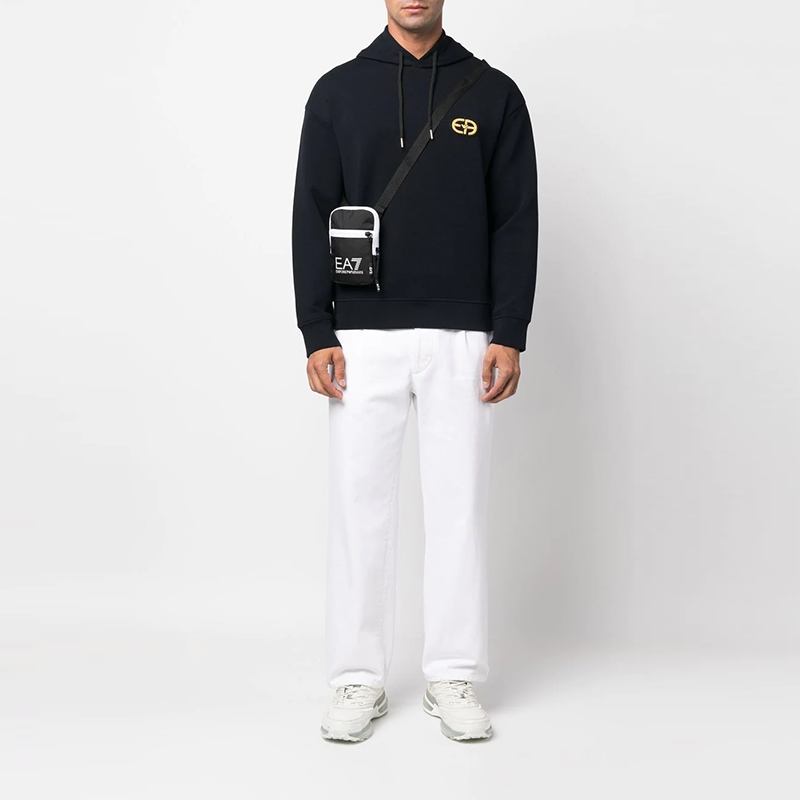 Shop Emporio Armani FW22  Logo Patch Hoodie Deep Navy Blue 6L1M84-1JHSZ-0920