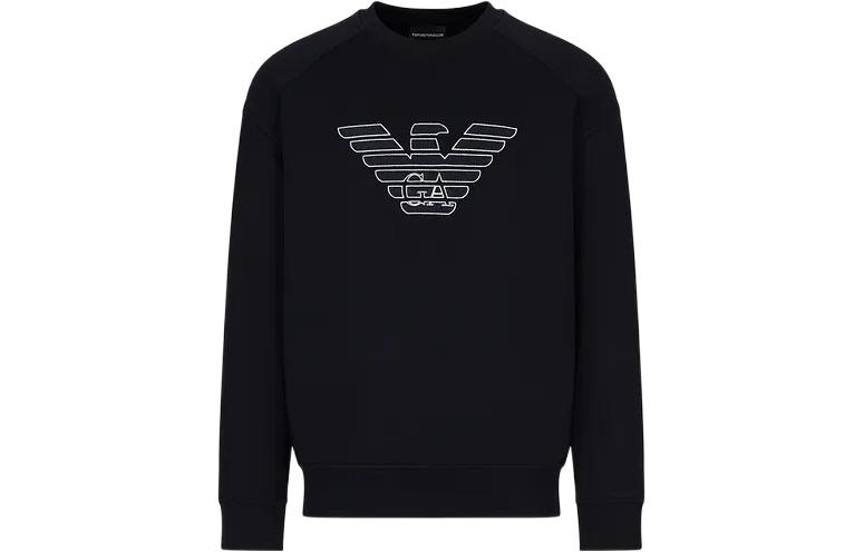 Emporio Armani FW22  Logo Print Crewneck Pullover Sweatshirt Navy Blue 6L1ML81-JHSZ1-09G8