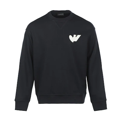 Emporio Armani FW22 Logo Print Oversized Crewneck Sweatshirt Navy. 6L1MB5-1JQNZ-0920