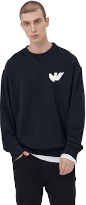 Emporio Armani FW22 Logo Print Oversized Crewneck Sweatshirt Navy. 6L1MB5-1JQNZ-0920 Purchase Emporio Armani FW22 Logo Print Oversized Crewneck Sweatshirt Navy. 6L1MB5-1JQNZ-0920