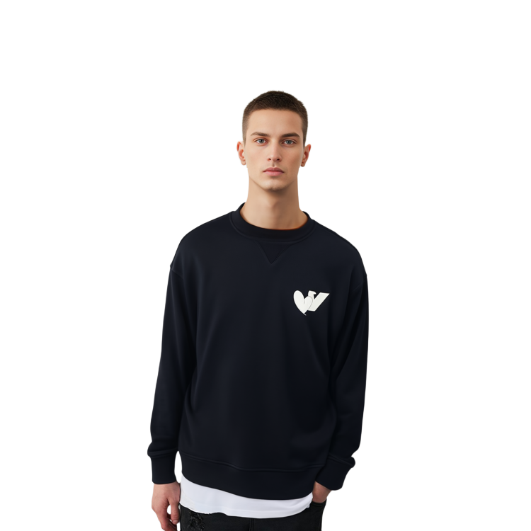 Details for Emporio Armani FW22  Logo Print Oversized Crewneck Sweatshirt Navy. 6L1MB5-1JQNZ-0920