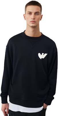 Emporio Armani FW22 Logo Print Oversized Crewneck Sweatshirt Navy. 6L1MB5-1JQNZ-0920 Details for Emporio Armani FW22 Logo Print Oversized Crewneck Sweatshirt Navy. 6L1MB5-1JQNZ-0920