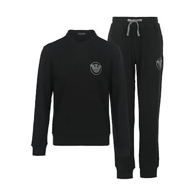 Emporio Armani FW22 Logo Print Sweatshirt & Joggers Set - Black. 1119432-F5730-0020