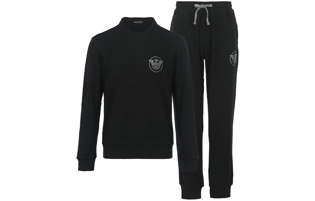 Order Emporio Armani FW22 印花標誌運動衫與休閒褲套裝 - 黑色 1119432-F5730-0020