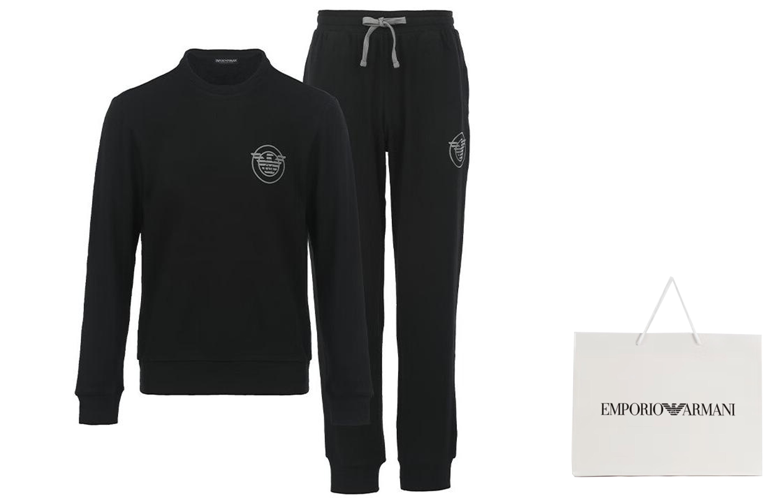 Sizing Emporio Armani FW22 印花標誌運動衫與休閒褲套裝 - 黑色 1119432-F5730-0020