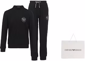 Sizing Emporio Armani FW22 印花標誌運動衫與休閒褲套裝 - 黑色 1119432-F5730-0020