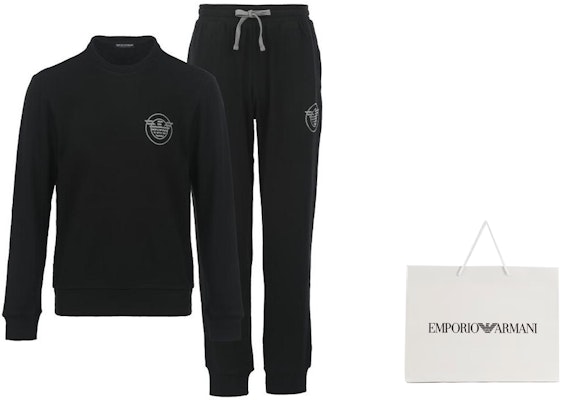 Emporio Armani FW22 印花標誌運動衫與休閒褲套裝 - 黑色 1119432-F5730-0020 Sizing Emporio Armani FW22 印花標誌運動衫與休閒褲套裝 - 黑色 1119432-F5730-0020
