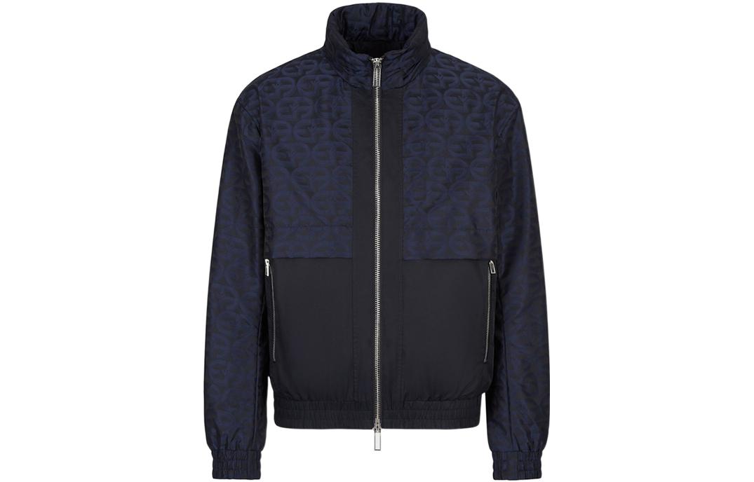 Emporio Armani FW22  Logo Print Zip Jacket Navy Blue Long Sleeve Outerwear 6L1BL61-NKYZ-F923