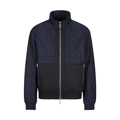 Emporio Armani FW22 Logo Print Zip Jacket Navy Blue Long Sleeve Outerwear 6L1BL61-NKYZ-F923