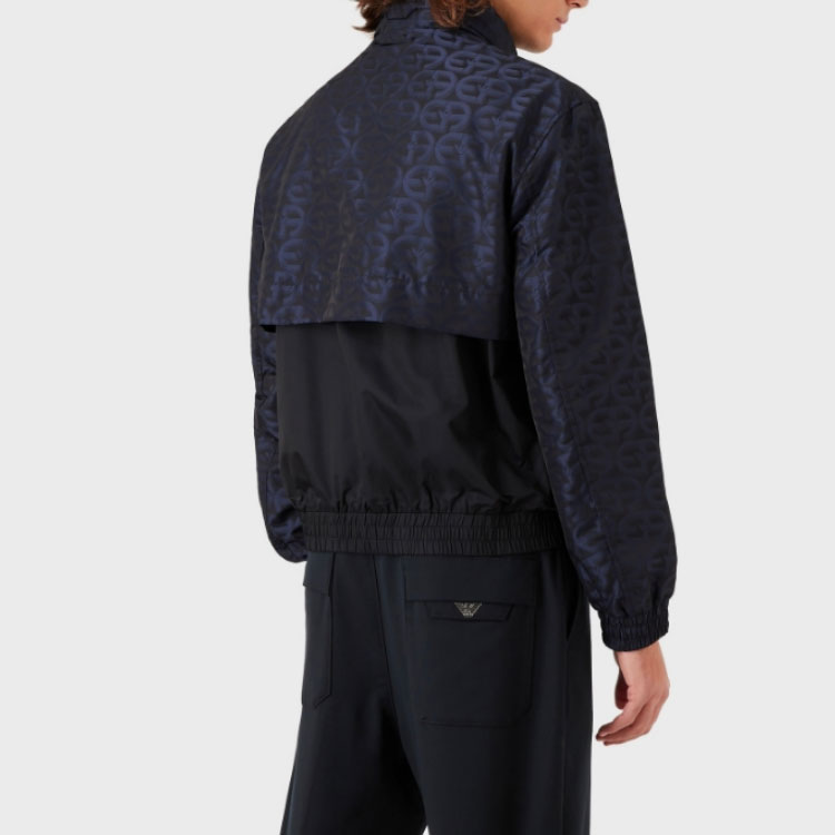 Shop 엠포리오 아르마니 FW22 로고 프린트 집업 재킷 네이비 블루 긴팔 아우터웨어 6L1BL61-NKYZ-F923