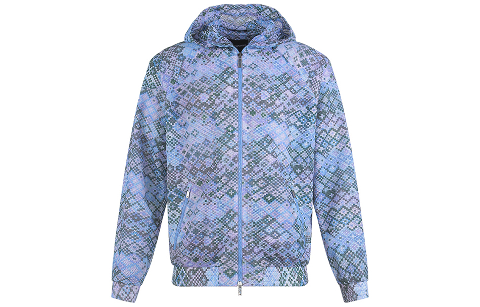 EMPORIO ARMANI FW22  Loose Fit Mesh Hooded Casual Jacket in Teal Green. H31R04-C1031-721