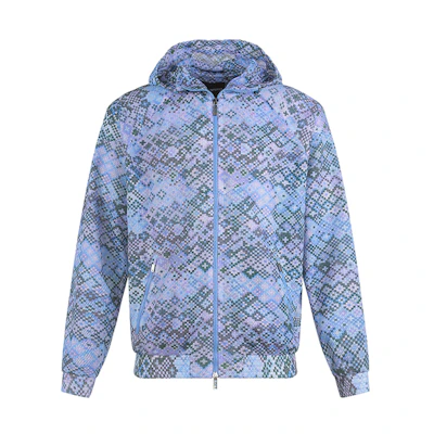 EMPORIO ARMANI FW22 Loose Fit Mesh Hooded Casual Jacket in Teal Green. H31R04-C1031-721