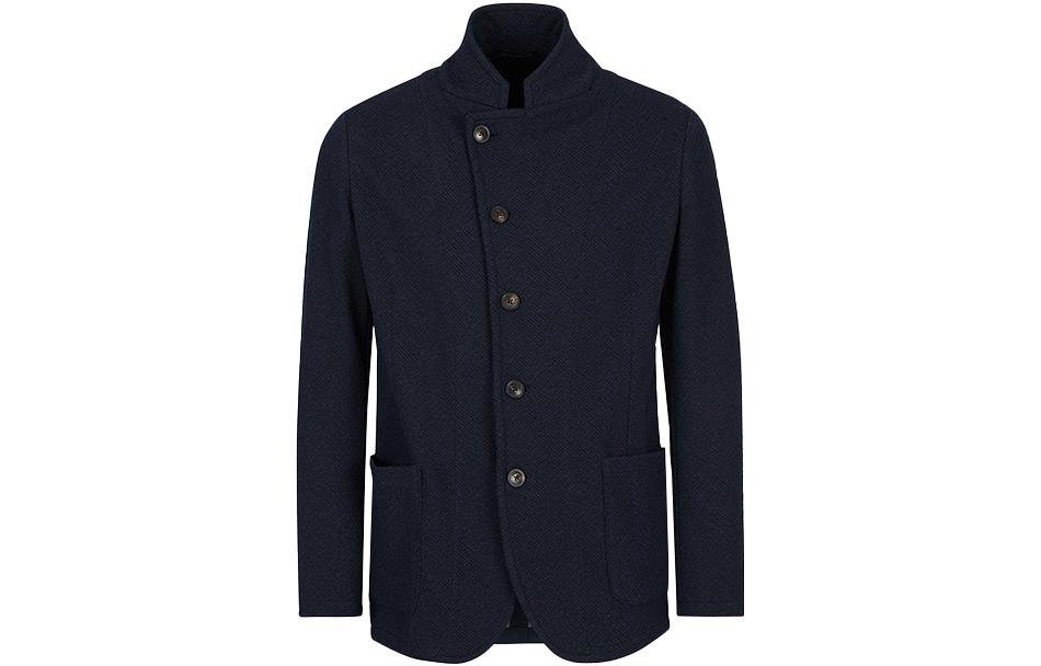 Emporio Armani FW22  Navy Solid Stand Collar Single-Breasted Jacket H31G57-C1058-920