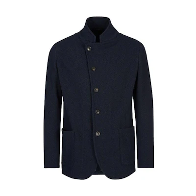 Emporio Armani FW22 Navy Solid Stand Collar Single-Breasted Jacket H31G57-C1058-920