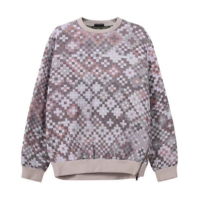 EMPORIO ARMANI FW22 Plaid Crewneck Sports Sweatshirt White/Grey H31R50-C1033-321