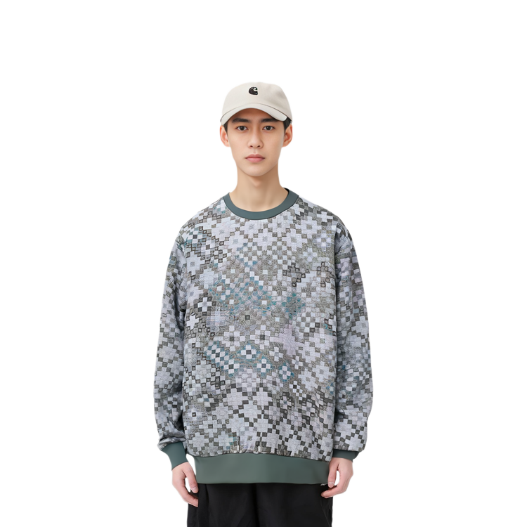 EMPORIO ARMANI FW22  Plaid Crewneck Sweatshirt Gray Green H31R50-C1033-721 圖 4