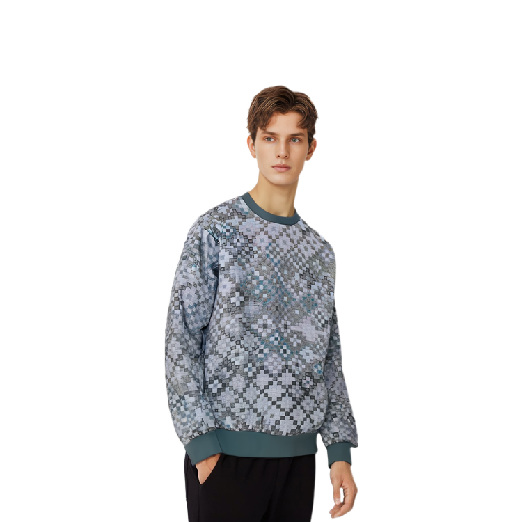 EMPORIO ARMANI FW22  Plaid Crewneck Sweatshirt Gray Green H31R50-C1033-721 圖 5