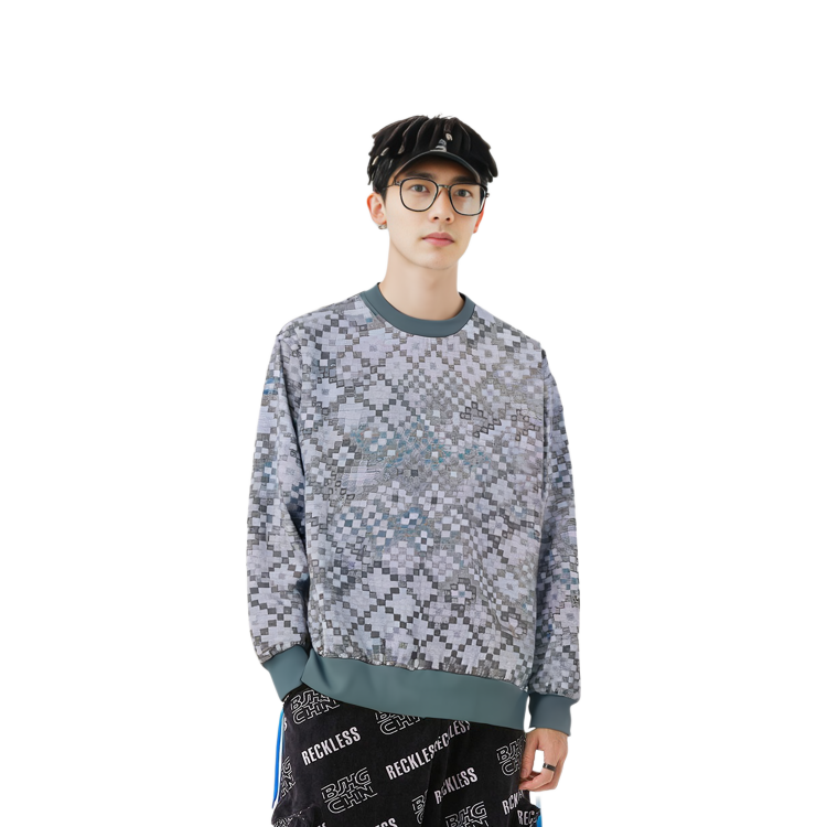 EMPORIO ARMANI FW22  Plaid Crewneck Sweatshirt Gray Green H31R50-C1033-721 圖 6