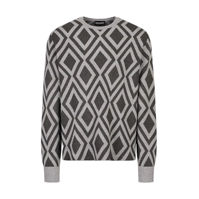 EMPORIO ARMANI FW22 Quilted Pattern Long Sleeve Sweater - Multicolor. 6L1MW5-M30Z1-F649