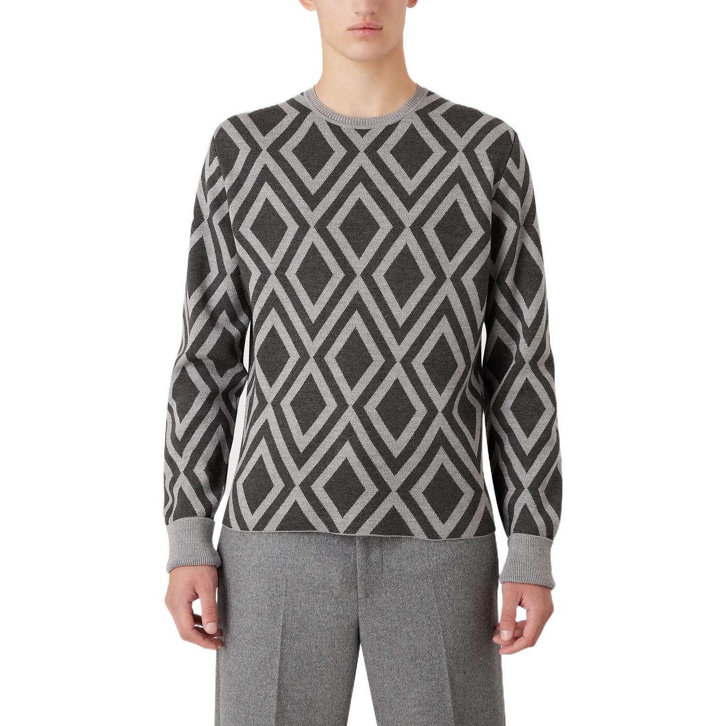 Shop EMPORIO ARMANI FW22  Quilted Pattern Long Sleeve Sweater - Multicolor. 6L1MW5-M30Z1-F649