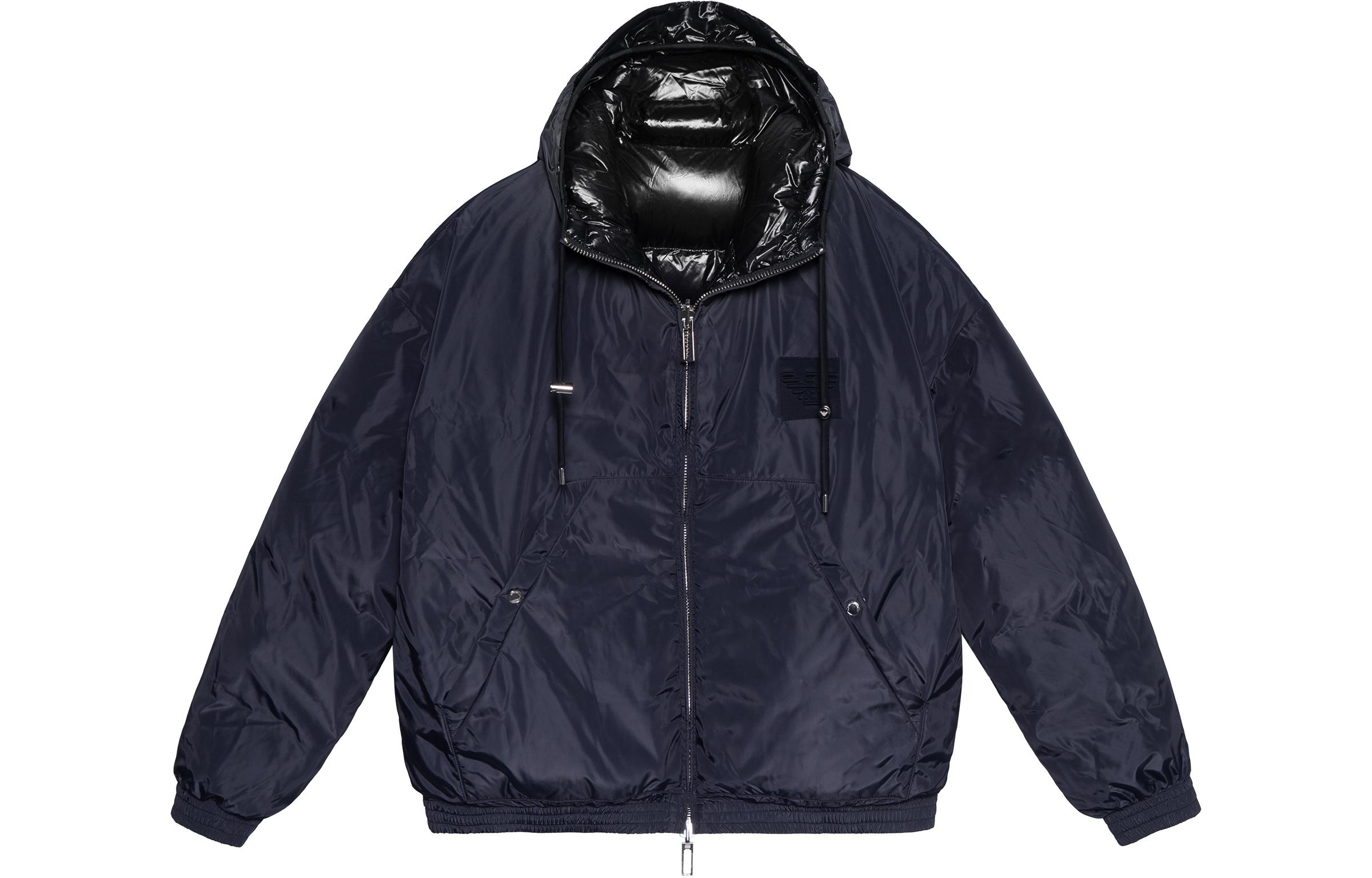 Emporio Armani FW22  Reversible Black Hoodie Jacket with Logo Patch. 6L1BP31-NNBZ1-0920