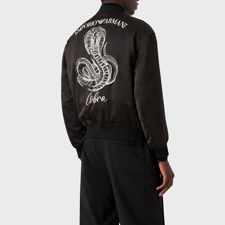 Cheap EMPORIO ARMANI FW22 雙面標誌飛行夾克 黑色 6L1BP51-NNMZ1-0999