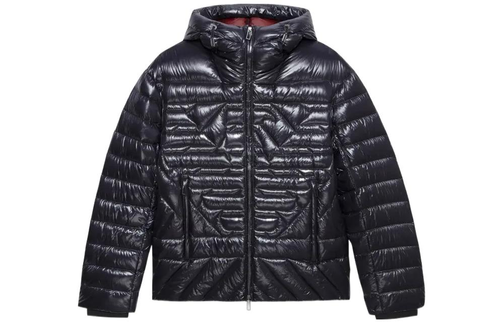 Emporio Armani FW22  Shiny Hooded Down Jacket Coat - Navy Blue. 6L1BN7-1NPDZ-0920