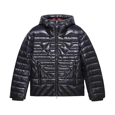 Emporio Armani FW22 Shiny Hooded Down Jacket Coat - Navy Blue. 6L1BN7-1NPDZ-0920