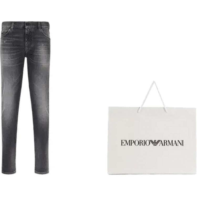 Lookbook EMPORIO ARMANI FW22 修身對比噴塗口袋牛仔褲 - 灰色 6L1J16-1DS4Z-0006