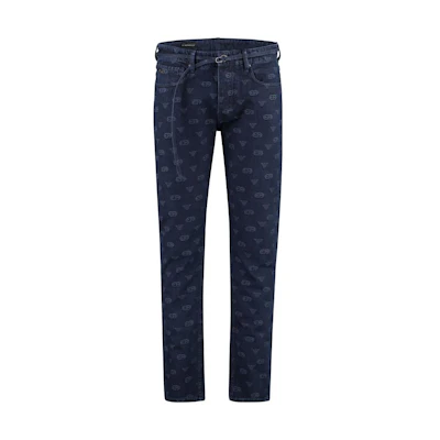Emporio Armani FW22 Slim Fit Floral Print Jeans in Blue. 6L1J75-1DMAZ-0920