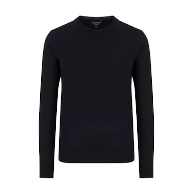 EMPORIO ARMANI FW22 Solid Color Crewneck Knit Sweater - Navy Blue 8N1M421-M67Z1-0922