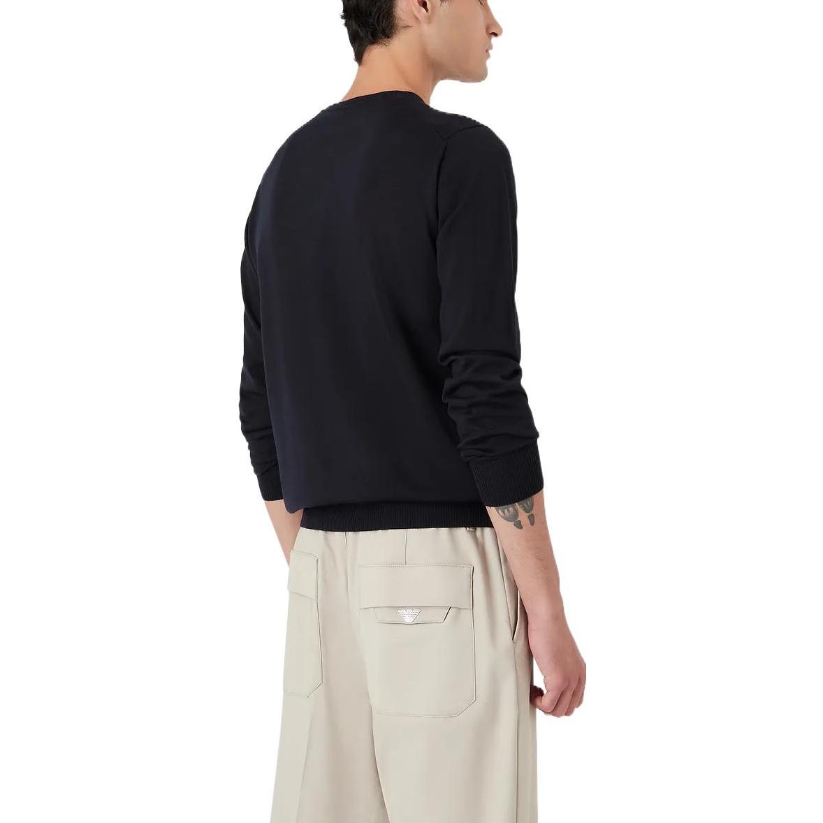 EMPORIO ARMANI FW22  Solid Color Crewneck Knit Sweater - Navy Blue 8N1M421-M67Z1-0922 圖 4