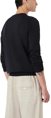 EMPORIO ARMANI FW22 Solid Color Crewneck Knit Sweater - Navy Blue 8N1M421-M67Z1-0922 Shop EMPORIO ARMANI FW22 Solid Color Crewneck Knit Sweater - Navy Blue 8N1M421-M67Z1-0922