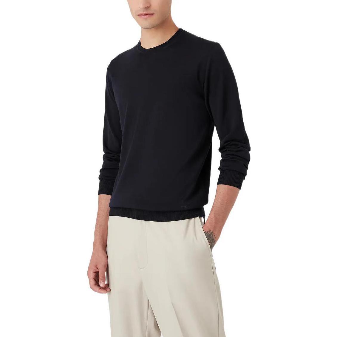 EMPORIO ARMANI FW22  Solid Color Crewneck Knit Sweater - Navy Blue 8N1M421-M67Z1-0922 圖 5