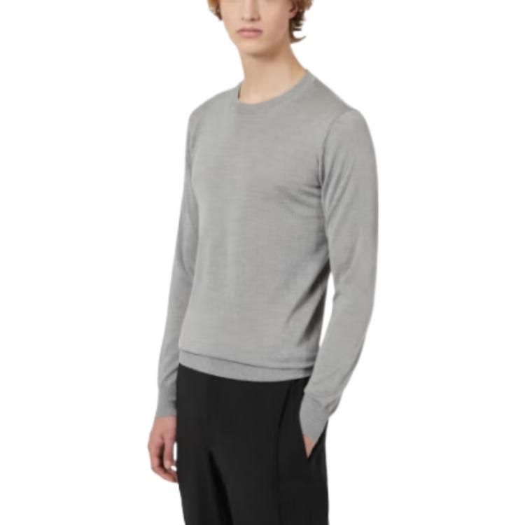 Shop EMPORIO ARMANI FW22  Solid Color Crewneck Sweater 8N1M42-1M67Z-0610