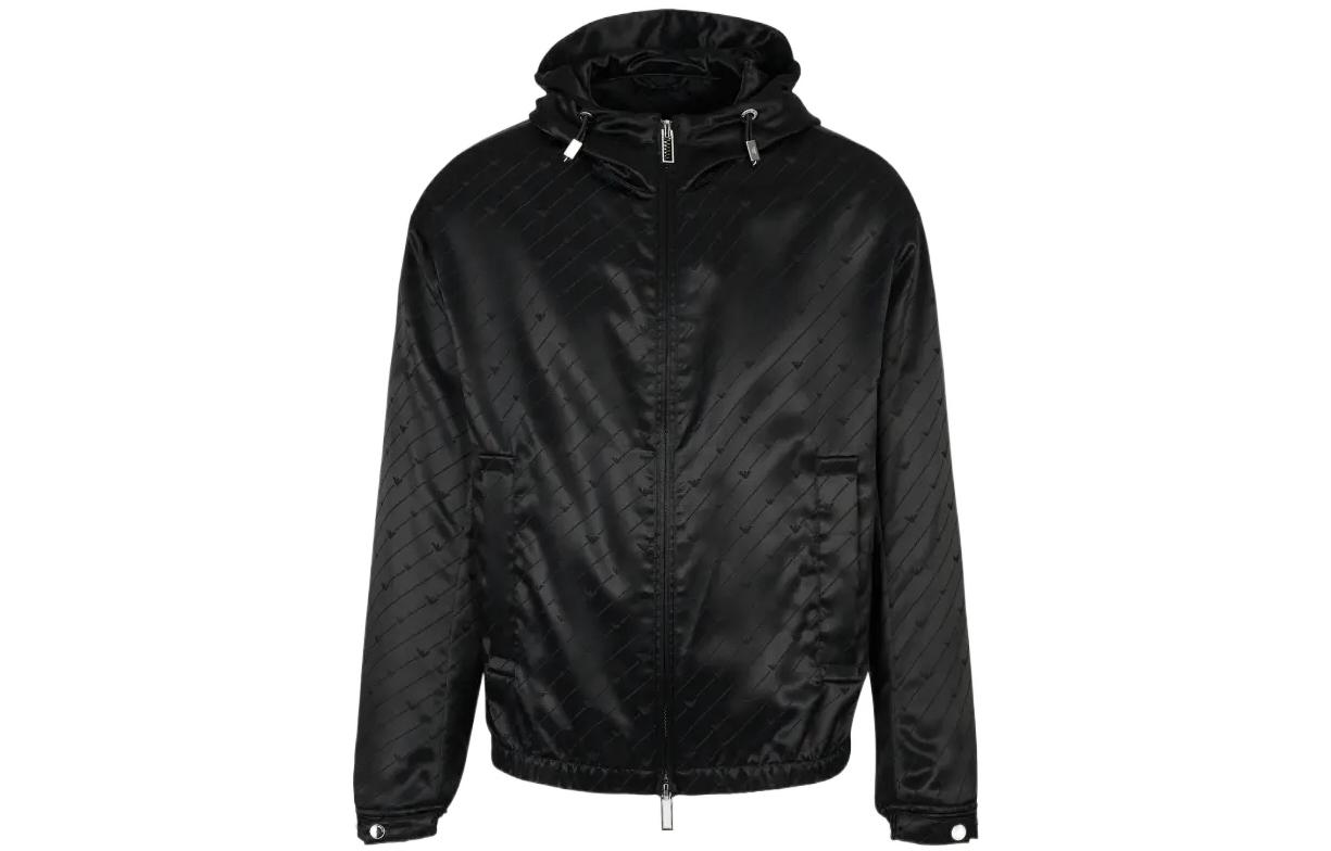 EMPORIO ARMANI FW22  Solid Eagle Logo Navy Hooded Zip Jacket 6L1BL3-1NLBZ-F912